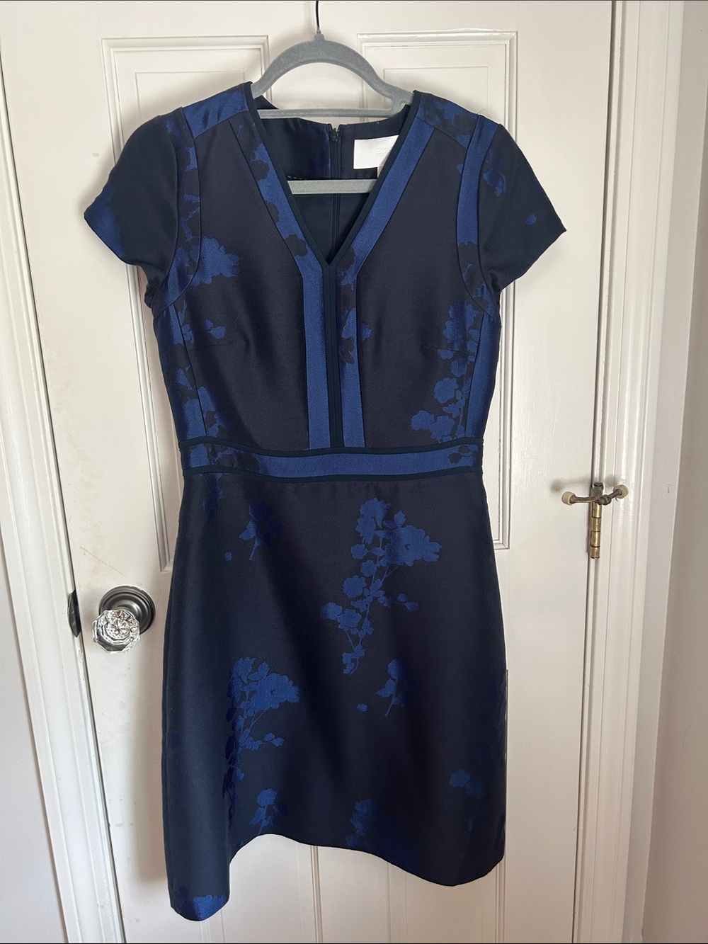 Boss Navy and Royal Blue Floral Midi Dress